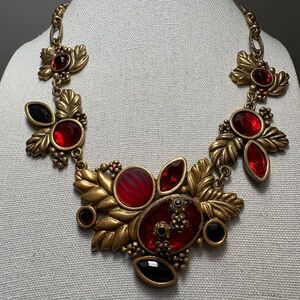 Chico’s Gold and Red Statement Necklace
